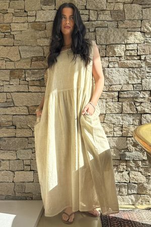 Lenni Cotton Smock Dress Washed Sandstone /50=